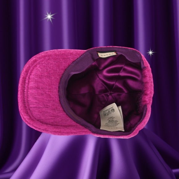 Gucci Pink Hat GG Logo Mohair Pink Fuxia Baseball Hat Size Medium NWT - Picture 3 of 5